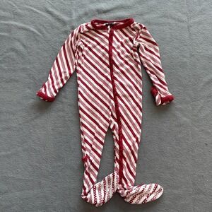 Kickee Pants Classic Ruffle Footie with Zipper Size 6-9M Red Candy Cane Stripe